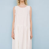 KATE rustic linen dress antique white heavy linen - MOO Linen Shop