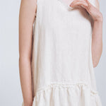 KATE rustic linen dress antique white heavy linen - MOO Linen Shop
