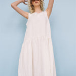 KATE rustic linen dress antique white heavy linen - MOO Linen Shop