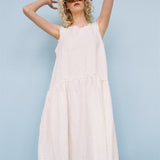 KATE rustic linen dress antique white heavy linen - MOO Linen Shop