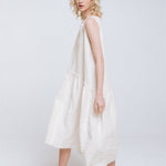 KATE rustic linen dress antique white heavy linen - MOO Linen Shop