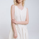 KATE rustic linen dress antique white heavy linen - MOO Linen Shop