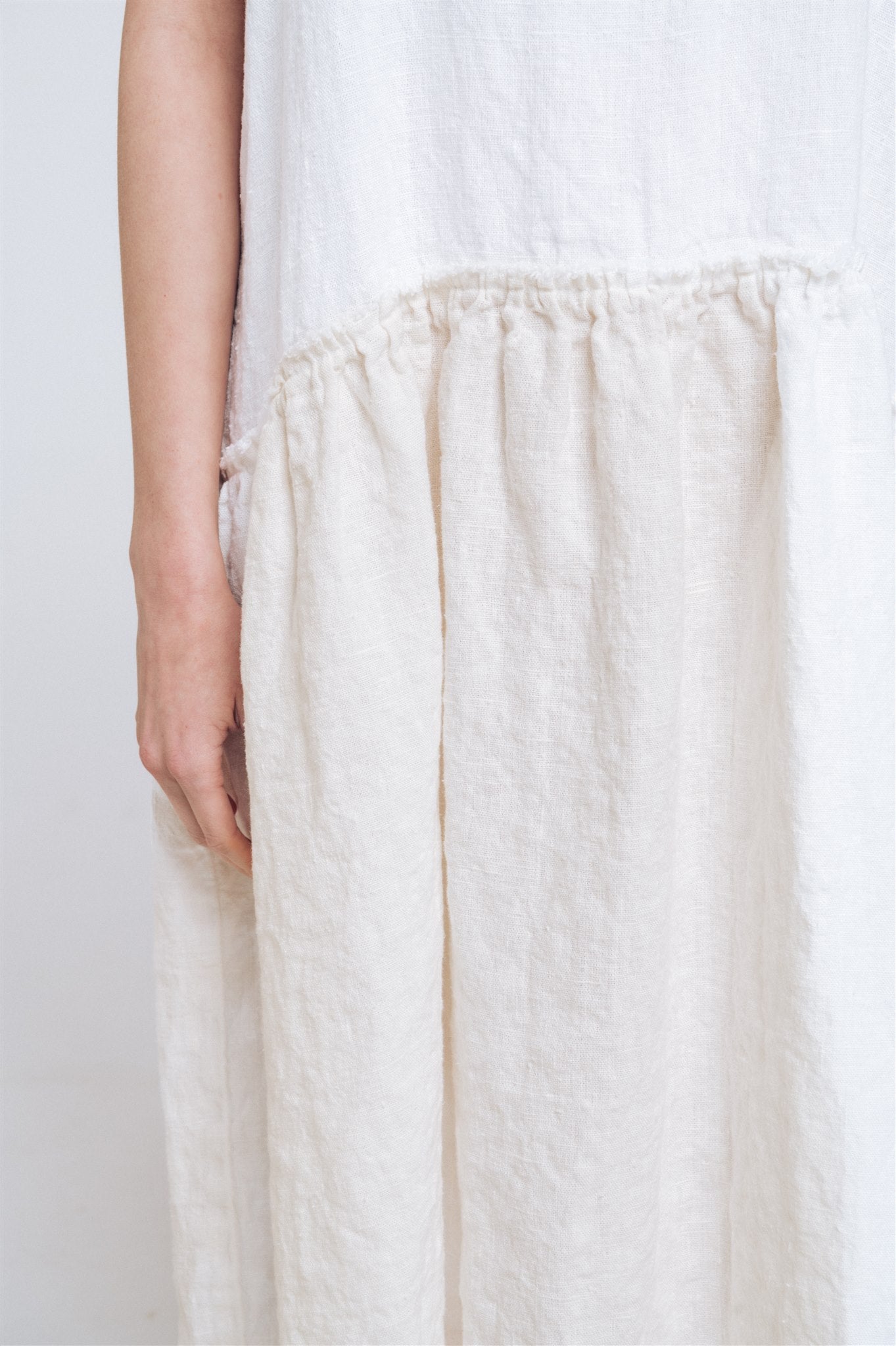 KATE rustic linen dress antique white heavy linen - MOO Linen Shop