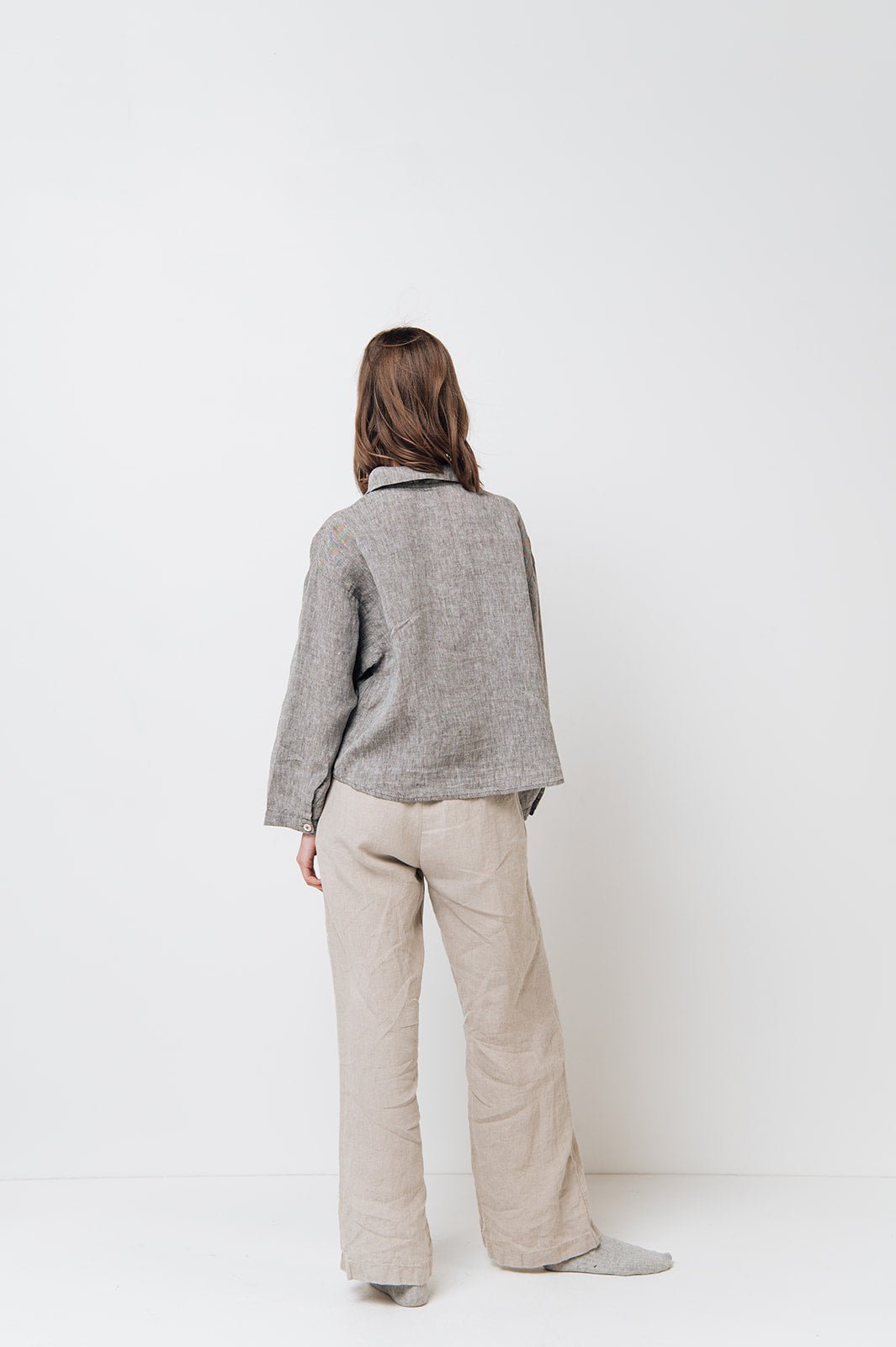 LEA boxy shirt green olive - MOO Linen Shop