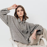 LEA boxy shirt green olive - MOO Linen Shop