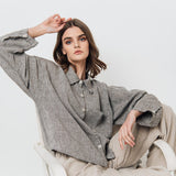 LEA boxy shirt green olive - MOO Linen Shop