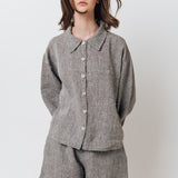 LEA boxy shirt green olive - MOO Linen Shop