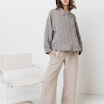 LEA boxy shirt green olive - MOO Linen Shop