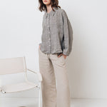 LEA boxy shirt green olive - MOO Linen Shop