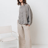 LEA boxy shirt green olive - MOO Linen Shop