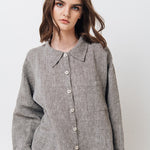 LEA boxy shirt green olive - MOO Linen Shop