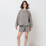 LEA shirt and shorts set green olive - MOO Linen Shop