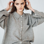 LEA shirt and shorts set green olive - MOO Linen Shop