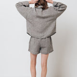 LEA shirt and shorts set green olive - MOO Linen Shop