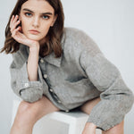 LEA shirt and shorts set green olive - MOO Linen Shop