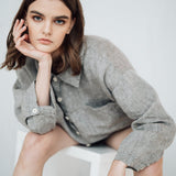 LEA shirt and shorts set green olive - MOO Linen Shop