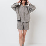 LEA shirt and shorts set green olive - MOO Linen Shop