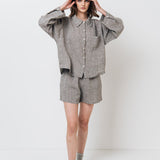 LEA shirt and shorts set green olive - MOO Linen Shop
