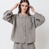 LEA shirt and shorts set green olive - MOO Linen Shop