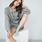 LEA shirt and shorts set green olive - MOO Linen Shop