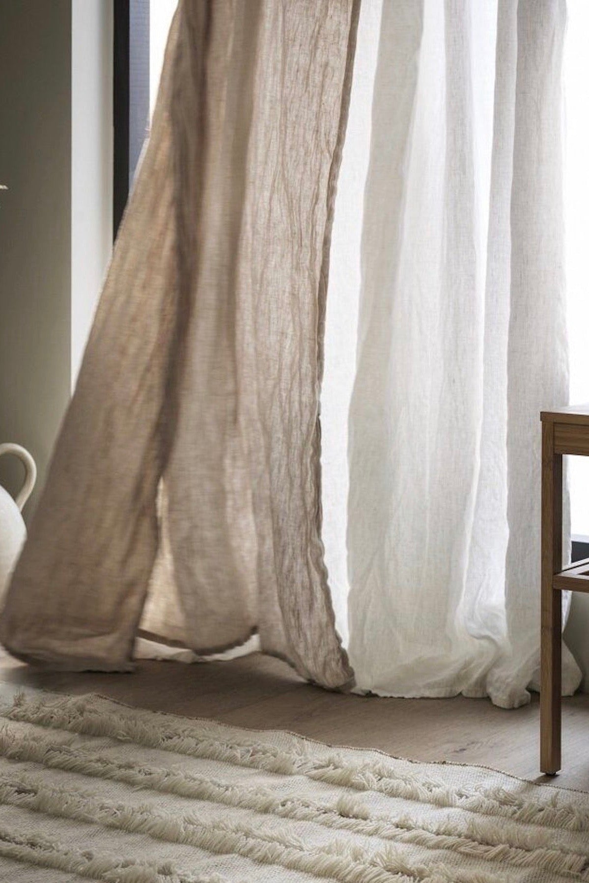 Linen curtain panel white - MOO Linen Shop