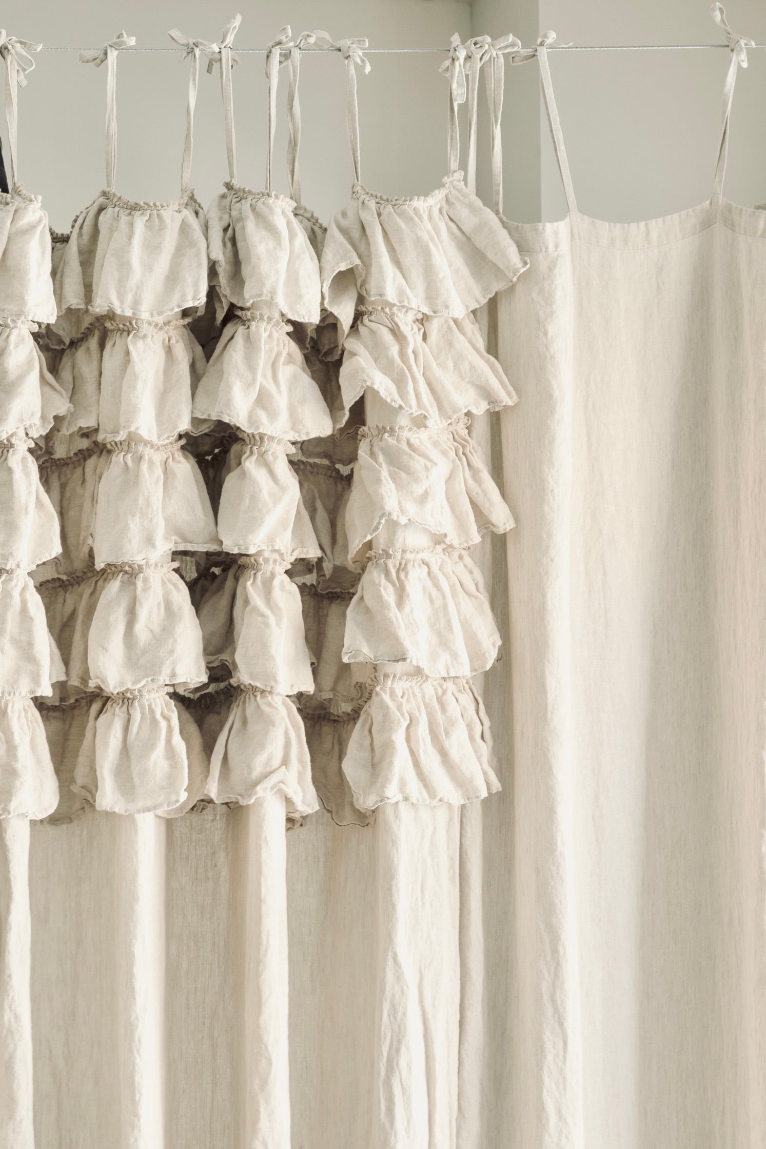 Linen curtain panel HEAVEN white - MOO Linen Shop