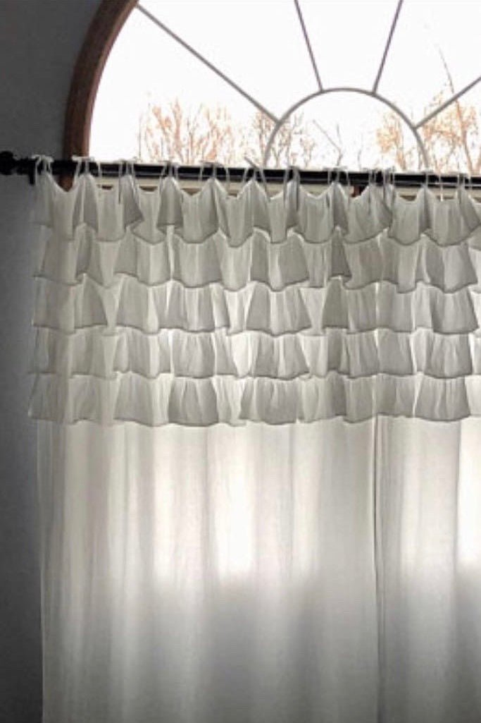 Linen curtain panel HEAVEN white - MOO Linen Shop