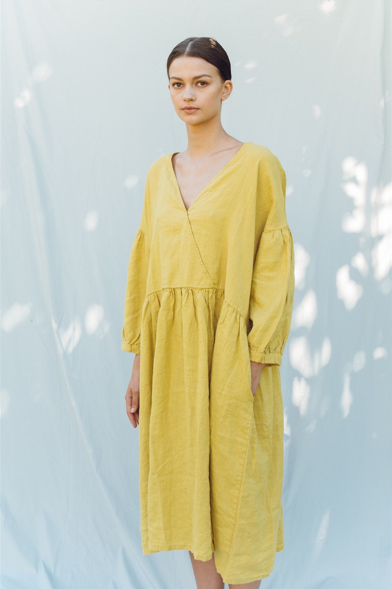 Linen dress COZY DAY cream - MOO Linen Shop