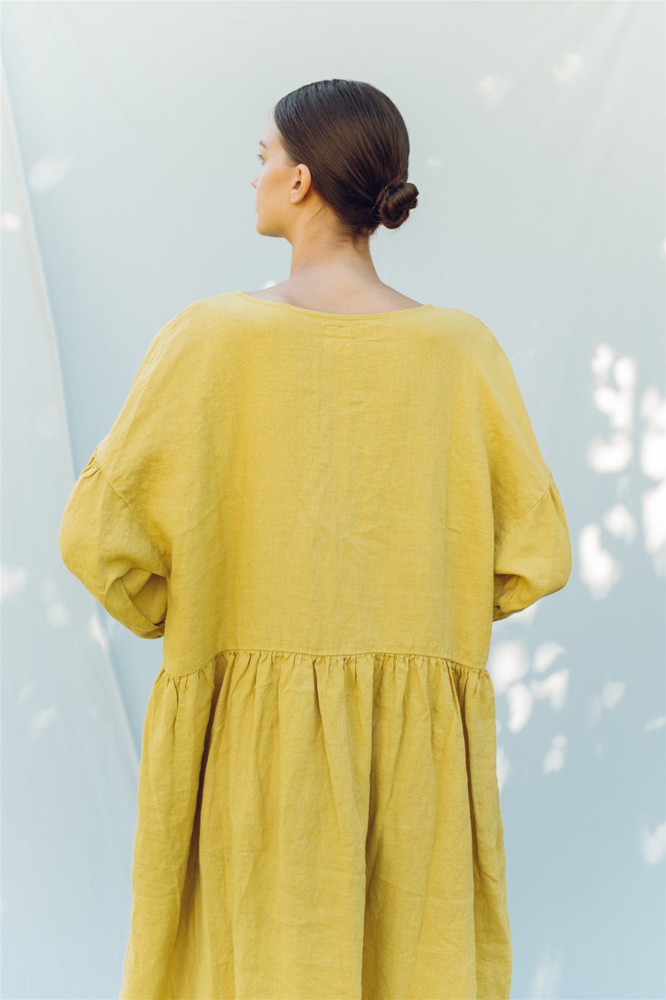 Linen dress COZY DAY cream - MOO Linen Shop