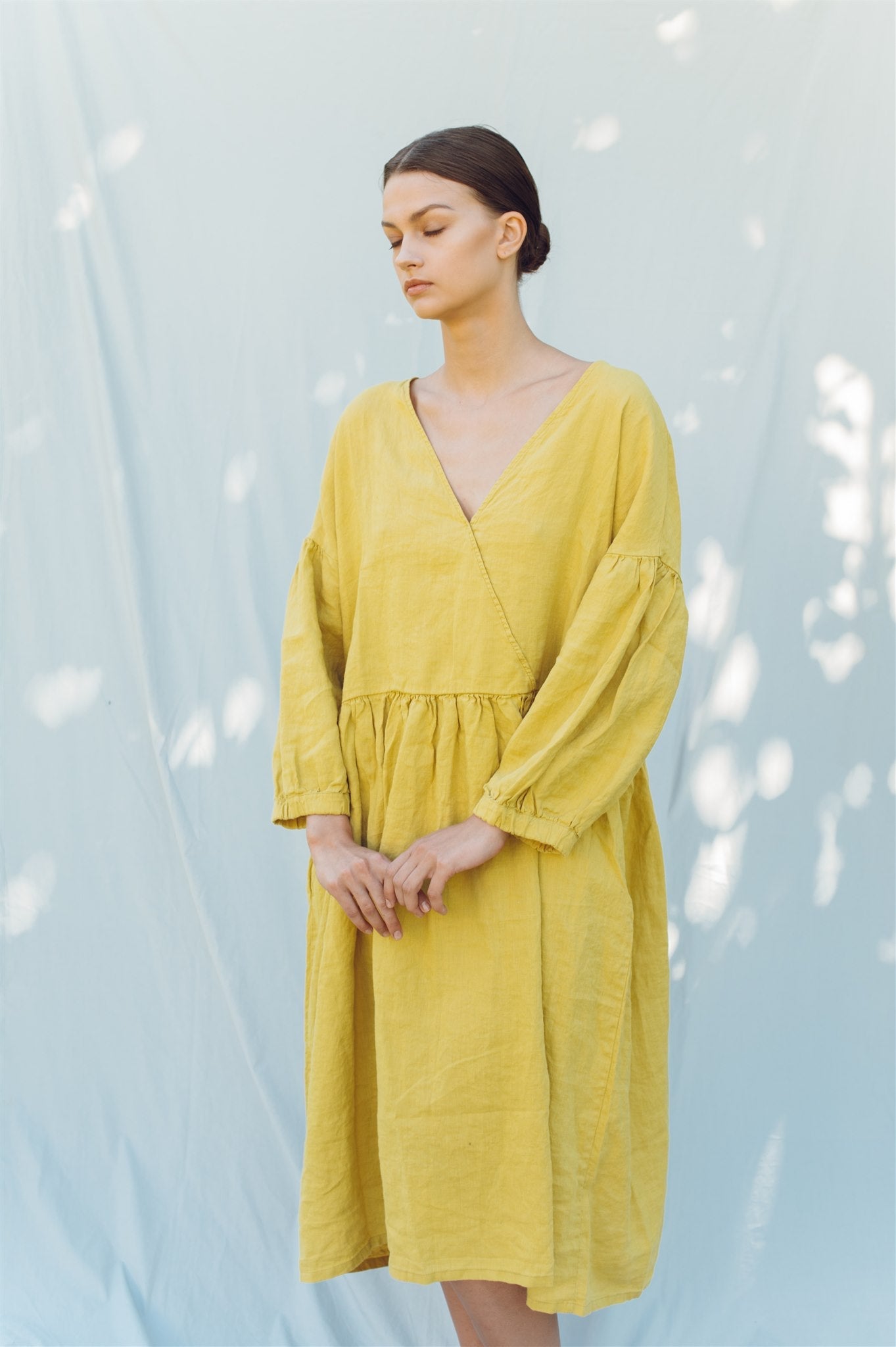 Linen dress COZY DAY cream - MOO Linen Shop