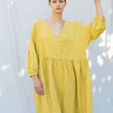 Linen dress COZY DAY cream - MOO Linen Shop