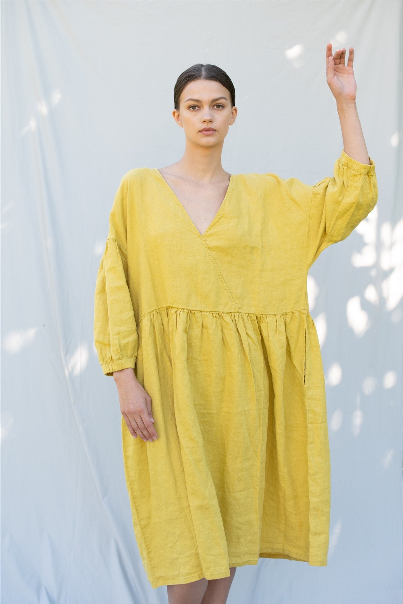 Linen dress COZY DAY cream - MOO Linen Shop