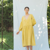 Linen dress COZY DAY cream - MOO Linen Shop