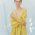 Linen dress COZY DAY cream - MOO Linen Shop