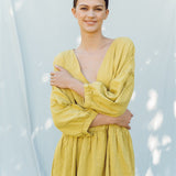 Linen dress COZY DAY cream - MOO Linen Shop