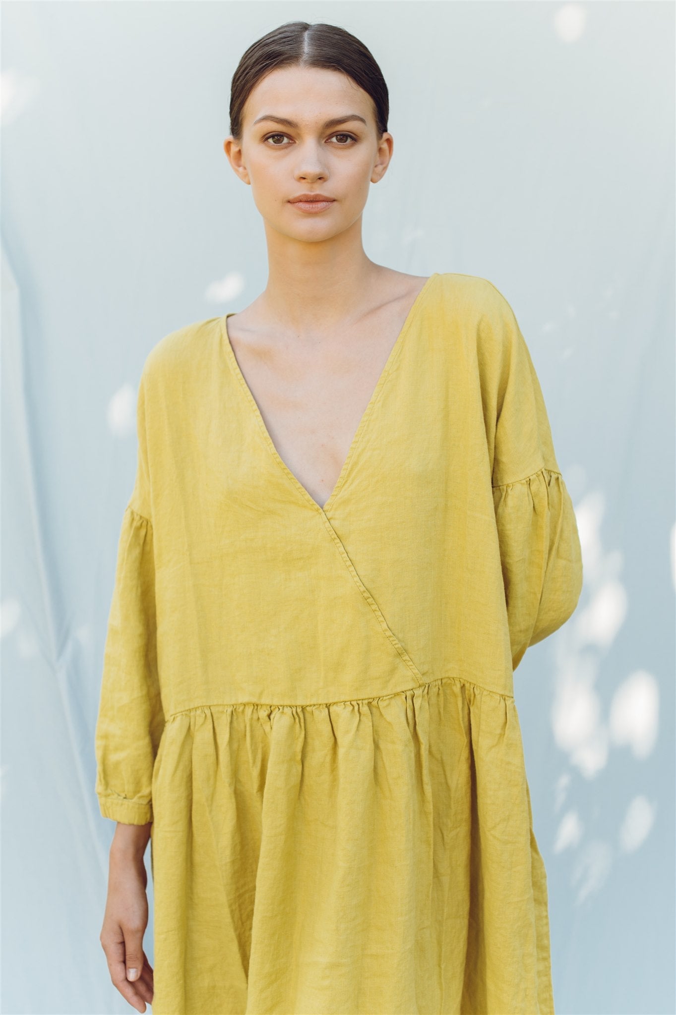 Linen dress COZY DAY cream - MOO Linen Shop