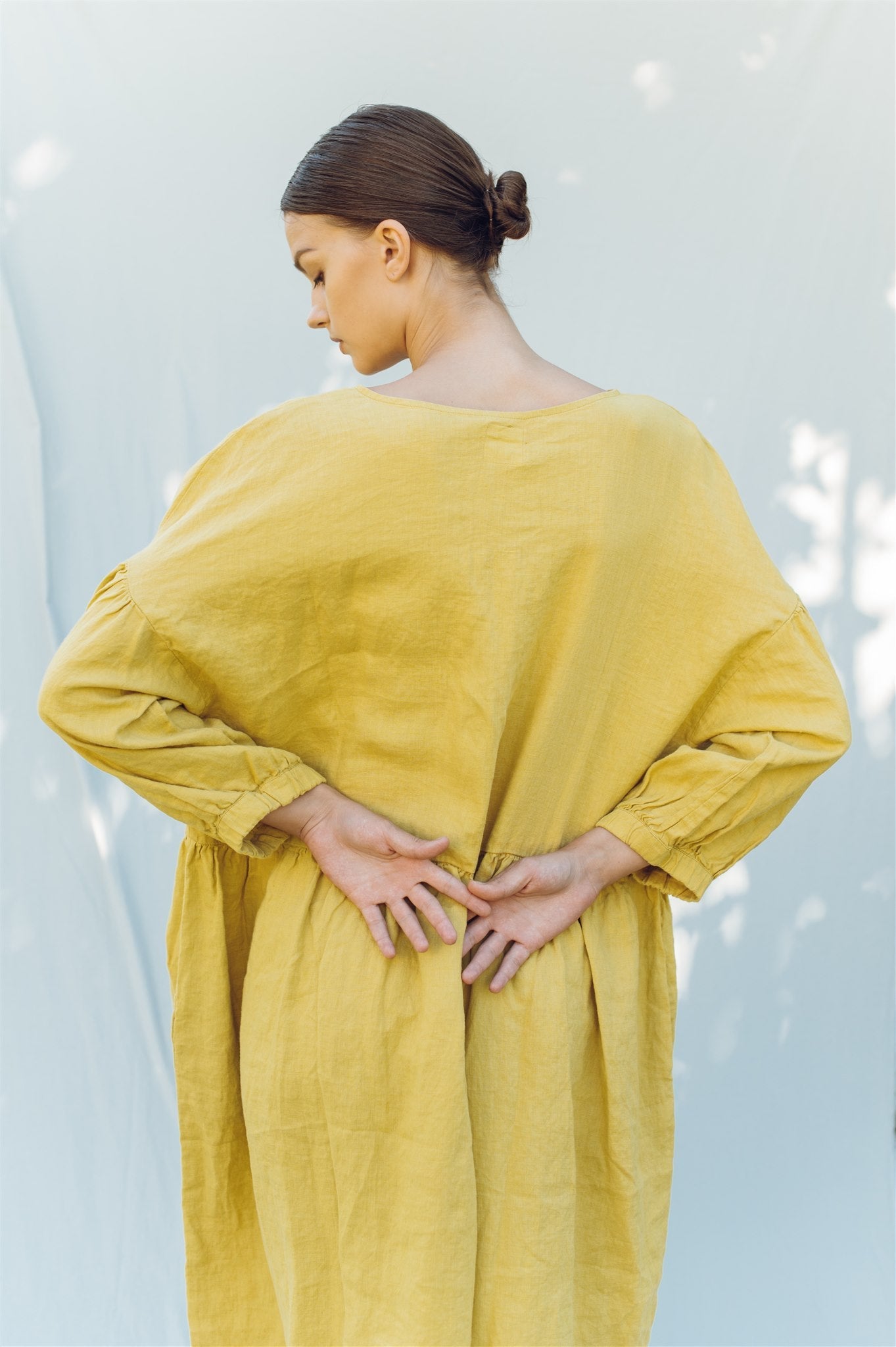 Linen dress COZY DAY cream - MOO Linen Shop