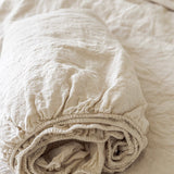 Linen fitted sheet white - MOO Linen Shop