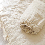 Linen fitted sheet white - MOO Linen Shop