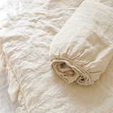 Linen fitted sheet white - MOO Linen Shop