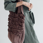 Linen tote beach & shopping bag cream - MOO Linen Shop