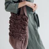 Linen tote beach & shopping bag cream - MOO Linen Shop