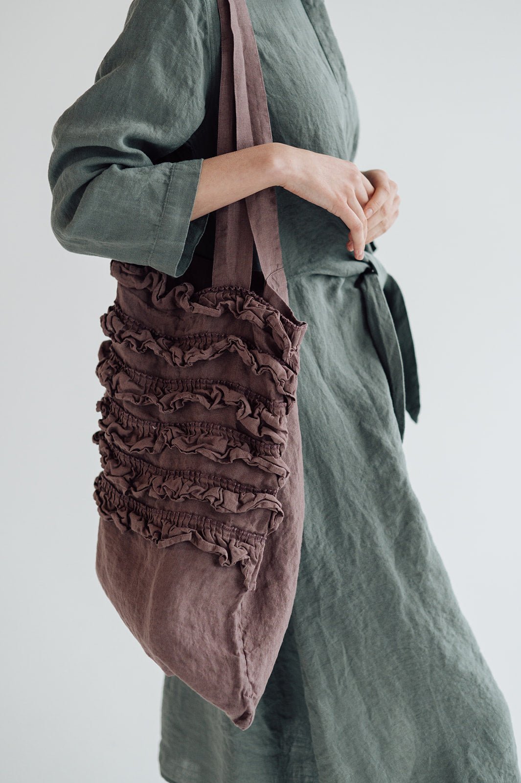 Linen tote beach & shopping bag cream - MOO Linen Shop