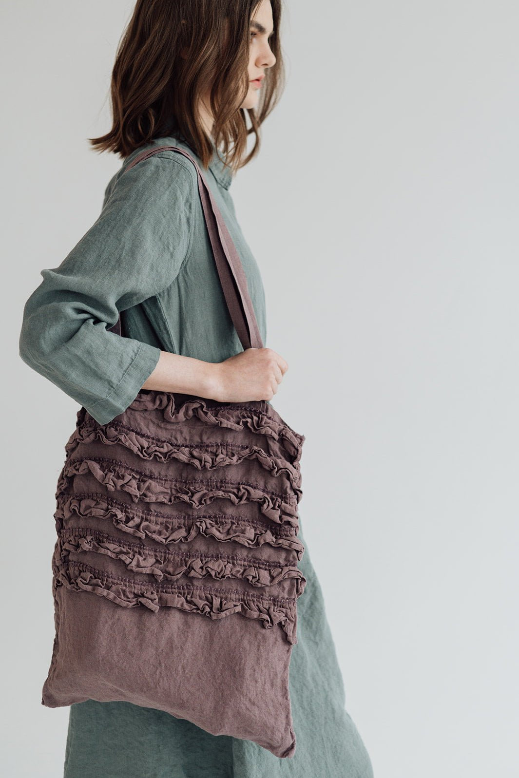 Linen tote beach & shopping bag cream - MOO Linen Shop