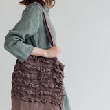 Linen tote beach & shopping bag cream - MOO Linen Shop