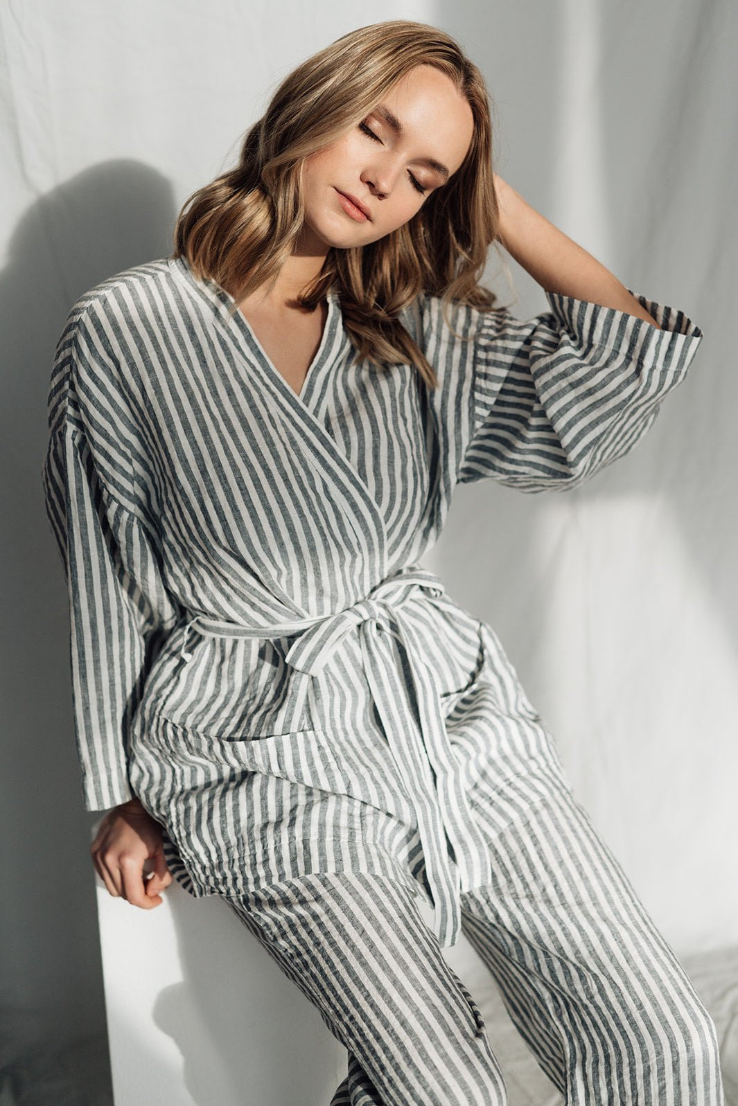 LISA PLUS wrap set charcoal - MOO Linen Shop