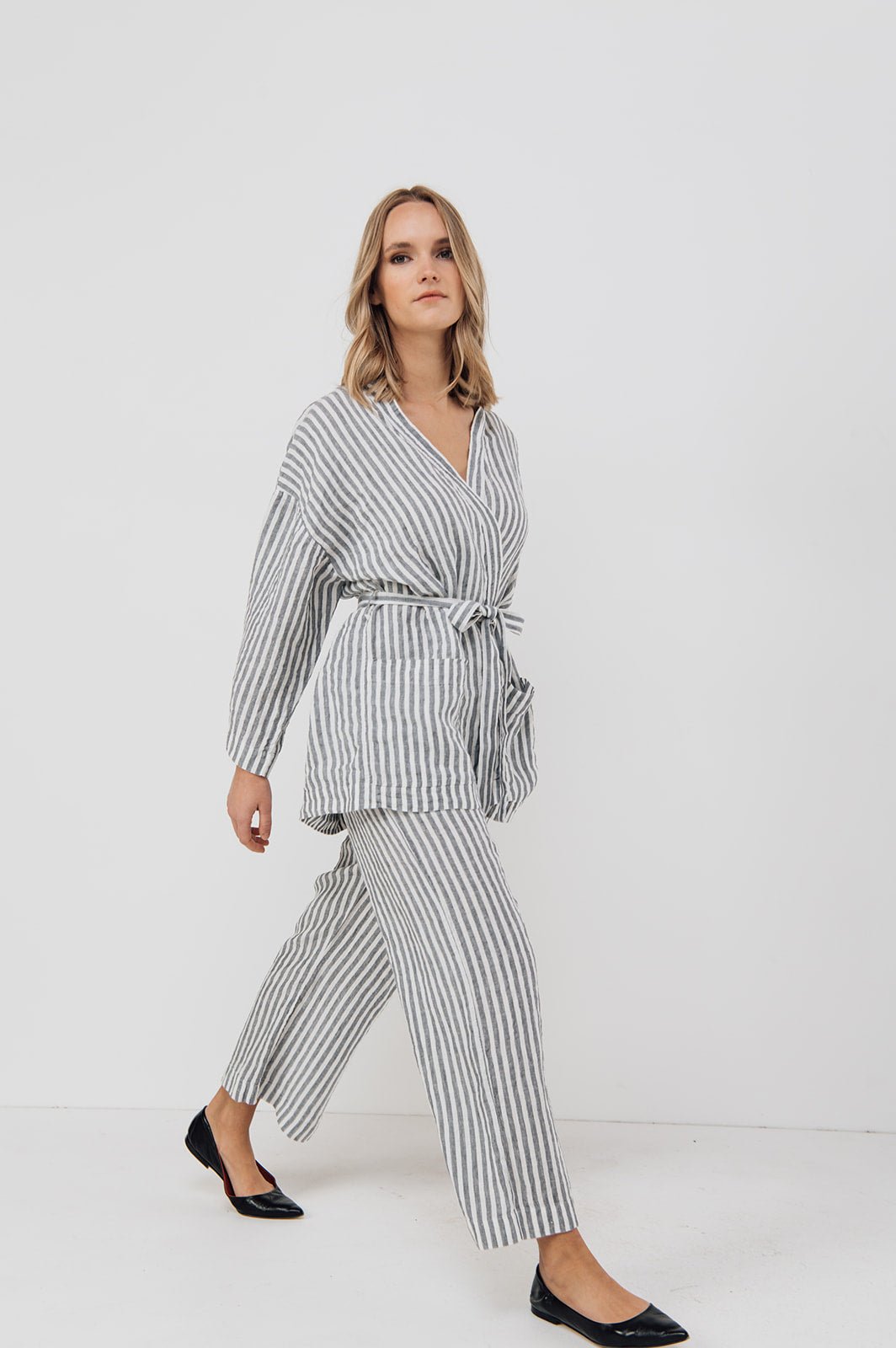 LISA PLUS wrap set charcoal - MOO Linen Shop