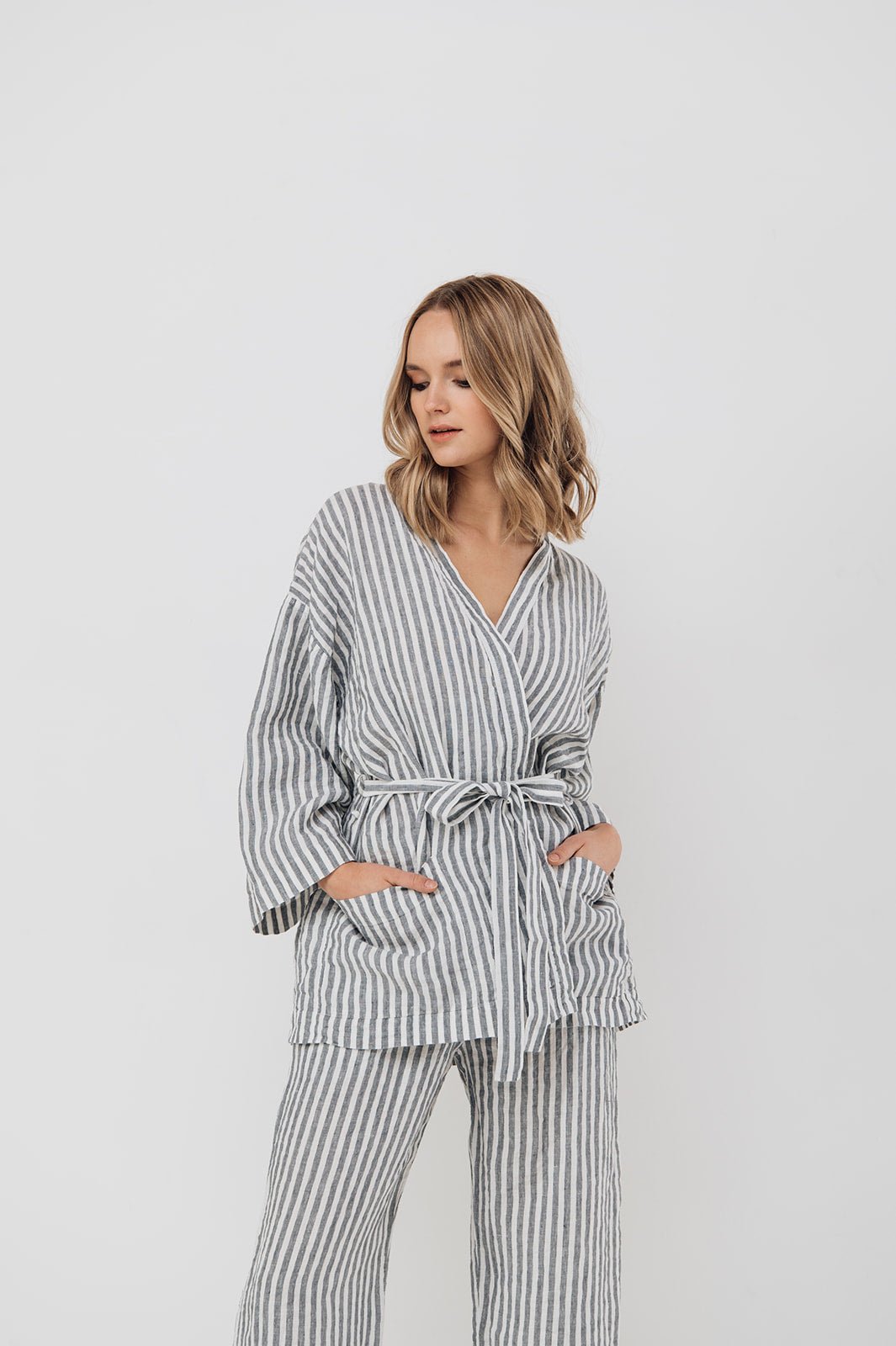 LISA PLUS wrap set charcoal - MOO Linen Shop