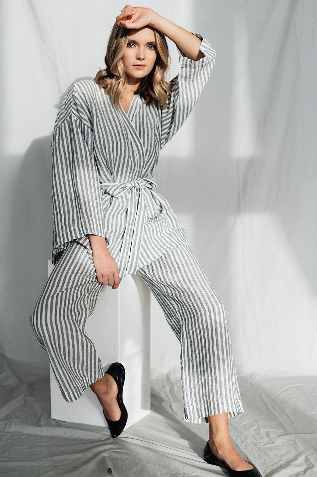 LISA PLUS wrap set charcoal - MOO Linen Shop