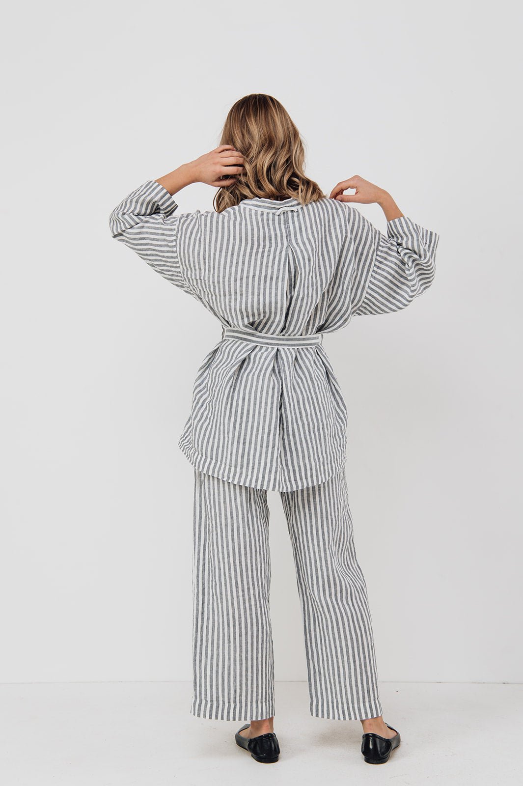 LISA PLUS wrap set charcoal - MOO Linen Shop